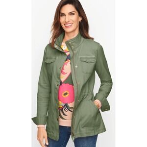 Talbots Plus Utility Jacket Olive Green Military Style 2X
